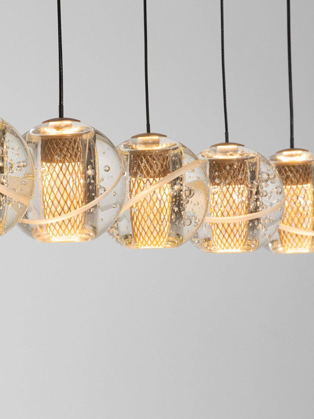 Nova Luce LED Pendelleuchte Licio dimmbar 16W warmweiss 3000K Gold Glas Metall 18x12cm 9186961