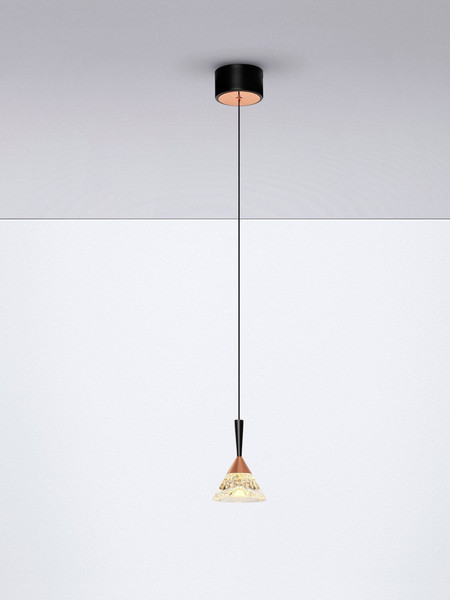 Nova Luce LED Pendelleuchte Paluz 7W warmweiss 3000K Roségold Schwarz Metall Ø10,5cm 9186963