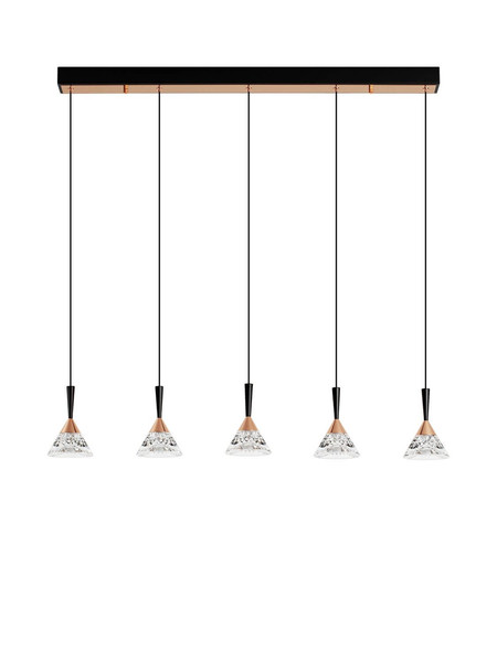 Nova Luce LED Pendelleuchte Paluz dimmbar 30W warmweiss 3000K Roségold Schwarz Metall 90,5x10,5cm 9186964