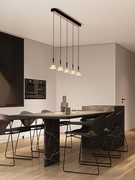 Nova Luce LED Pendelleuchte Paluz dimmbar 30W warmweiss 3000K Roségold Schwarz Metall 90,5x10,5cm 9186964