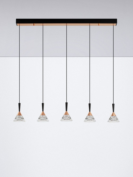Nova Luce LED Pendelleuchte Paluz dimmbar 30W warmweiss 3000K Roségold Schwarz Metall 90,5x10,5cm 9186964