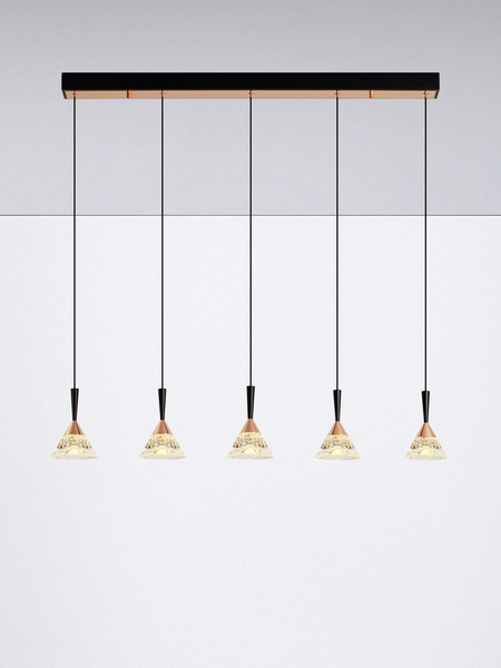 Nova Luce LED Pendelleuchte Paluz dimmbar 30W warmweiss 3000K Roségold Schwarz Metall 90,5x10,5cm 9186964