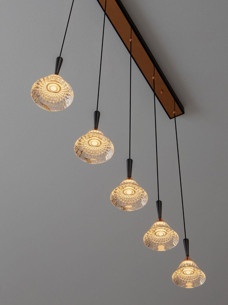 Nova Luce LED Pendelleuchte Paluz dimmbar 30W warmweiss 3000K Roségold Schwarz Metall 90,5x10,5cm 9186964