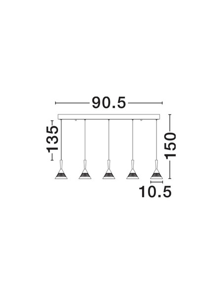 Nova Luce LED Pendelleuchte Paluz dimmbar 30W warmweiss 3000K Roségold Schwarz Metall 90,5x10,5cm 9186964