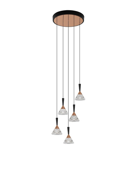 Nova Luce LED Pendelleuchte Paluz dimmbar 30W warmweiss 3000K Roségold Schwarz Metall Ø32cm 9186965