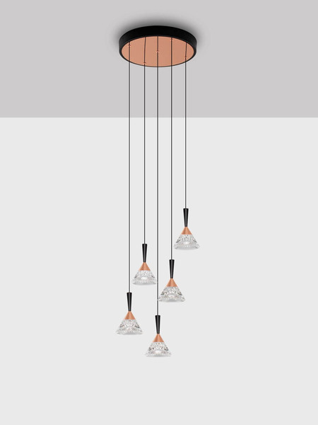 Nova Luce LED Pendelleuchte Paluz dimmbar 30W warmweiss 3000K Roségold Schwarz Metall Ø32cm 9186965