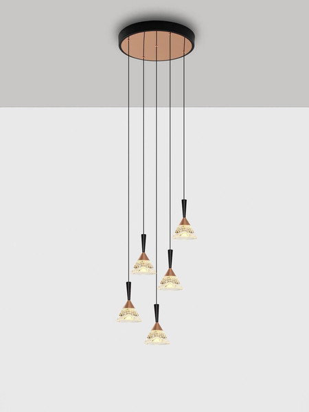 Nova Luce LED Pendelleuchte Paluz dimmbar 30W warmweiss 3000K Roségold Schwarz Metall Ø32cm 9186965
