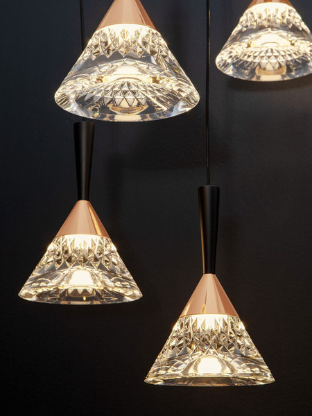Nova Luce LED Pendelleuchte Paluz dimmbar 30W warmweiss 3000K Roségold Schwarz Metall Ø32cm 9186965