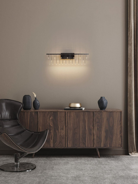 Nova Luce LED Wandleuchte Stellar dimmbar 11W warmweiss 3000K Schwarz Chrom Aluminium 67x20cm 9186967