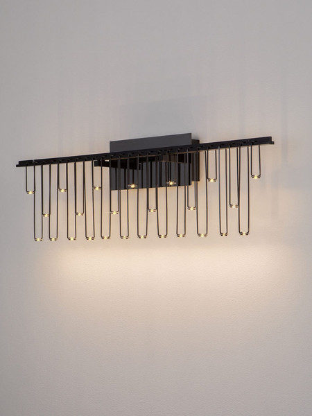 Nova Luce LED Wandleuchte Stellar dimmbar 11W warmweiss 3000K Schwarz Chrom Aluminium 67x20cm 9186967