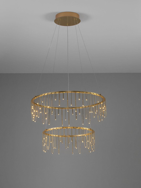 Nova Luce LED Pendelleuchte Stellar dimmbar 41W warmweiss 3000K Gold Aluminium Kupfer Ø65cm 9186968
