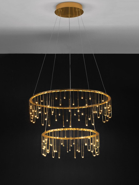 Nova Luce LED Pendelleuchte Stellar dimmbar 41W warmweiss 3000K Gold Aluminium Kupfer Ø65cm 9186968