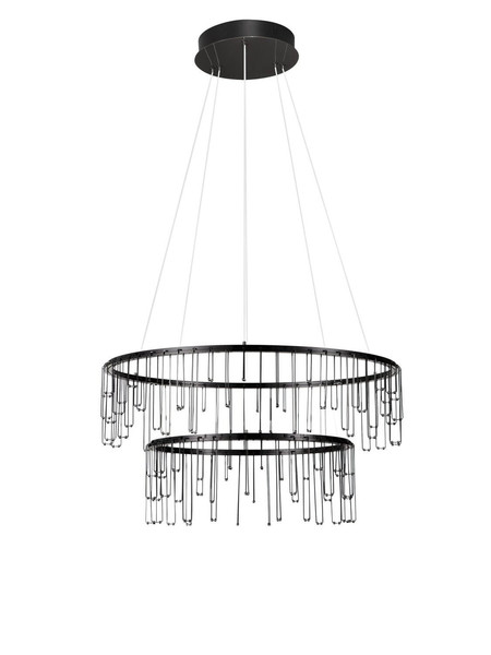 Nova Luce LED Pendelleuchte Stellar dimmbar 41W warmweiss 3000K Schwarz Chrom Aluminium Ø65cm 9186969