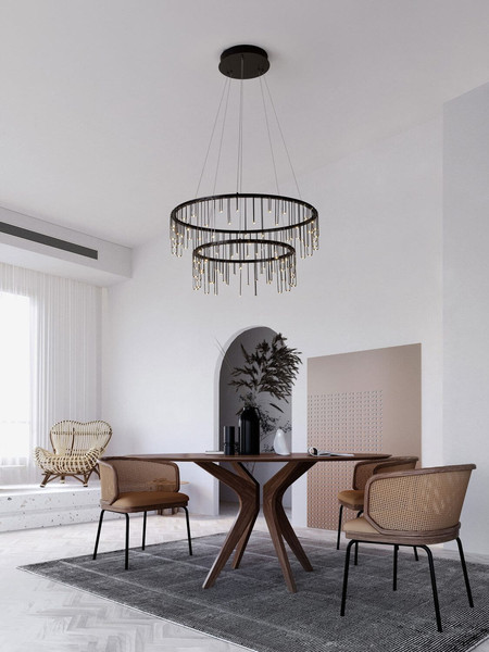 Nova Luce LED Pendelleuchte Stellar dimmbar 41W warmweiss 3000K Schwarz Chrom Aluminium Ø65cm 9186969