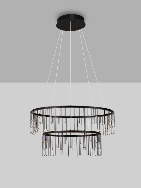 Nova Luce LED Pendelleuchte Stellar dimmbar 41W warmweiss 3000K Schwarz Chrom Aluminium Ø65cm 9186969