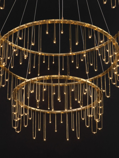 Nova Luce LED Pendelleuchte Stellar dimmbar 72W warmweiss 3000K Gold Aluminium Kupfer Ø80cm 9186970