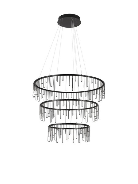 Nova Luce LED Pendelleuchte Stellar dimmbar 72W warmweiss 3000K Schwarz Chrom Aluminium Ø80cm 9186971