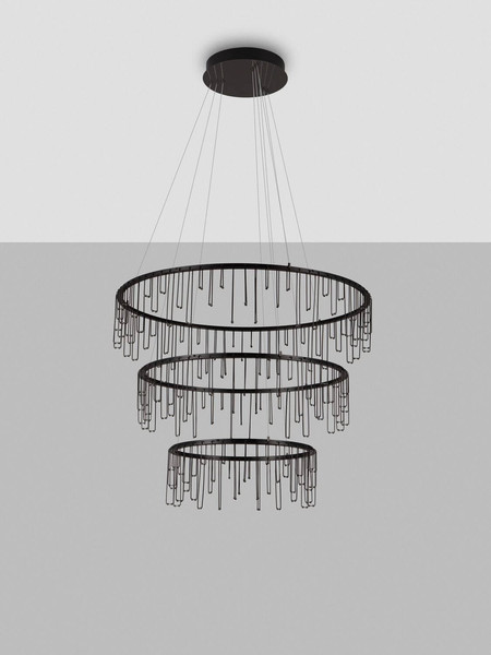 Nova Luce LED Pendelleuchte Stellar dimmbar 72W warmweiss 3000K Schwarz Chrom Aluminium Ø80cm 9186971