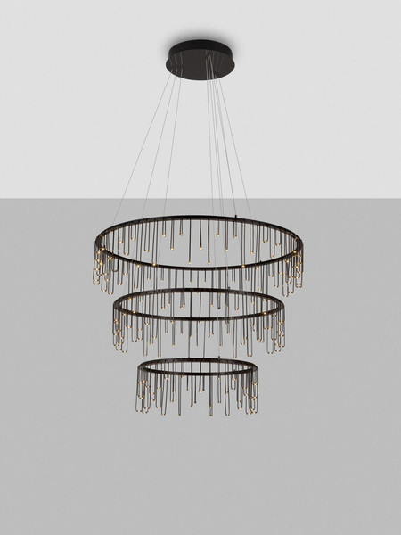 Nova Luce LED Pendelleuchte Stellar dimmbar 72W warmweiss 3000K Schwarz Chrom Aluminium Ø80cm 9186971