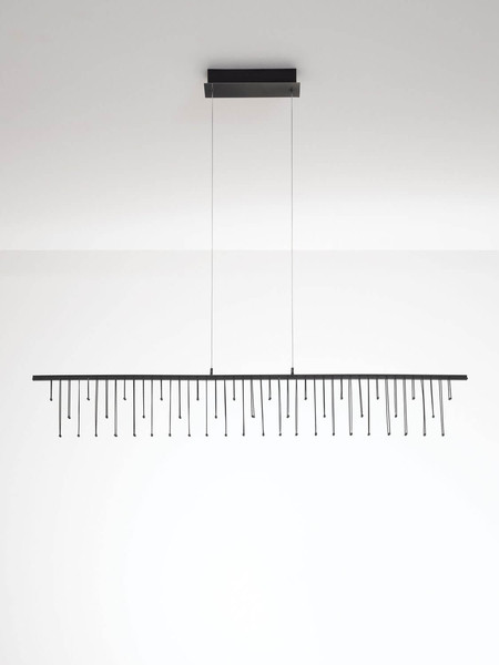 Nova Luce LED Pendelleuchte Stellar dimmbar 17W warmweiss 3000K Schwarz Chrom Aluminium 120x8cm 9186973