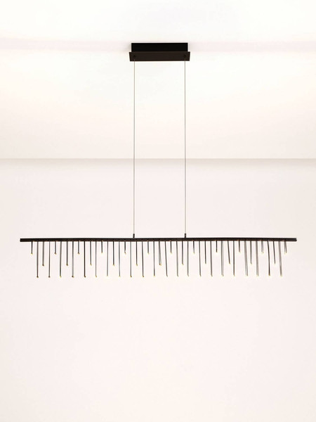 Nova Luce LED Pendelleuchte Stellar dimmbar 17W warmweiss 3000K Schwarz Chrom Aluminium 120x8cm 9186973