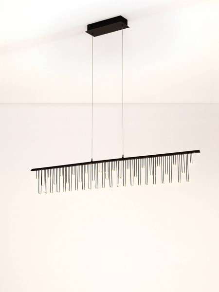 Nova Luce LED Pendelleuchte Stellar dimmbar 17W warmweiss 3000K Schwarz Chrom Aluminium 120x8cm 9186973