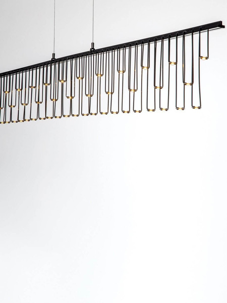 Nova Luce LED Pendelleuchte Stellar dimmbar 17W warmweiss 3000K Schwarz Chrom Aluminium 120x8cm 9186973