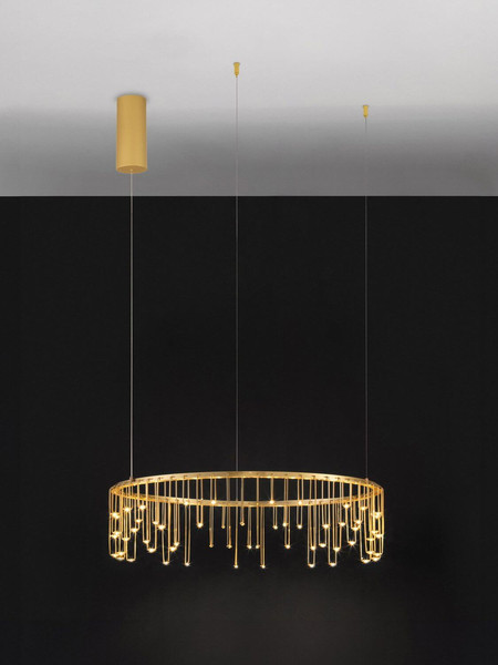 Nova Luce LED Pendelleuchte Stellar dimmbar 25W warmweiss 3000K Gold Aluminium Kupfer Ø65cm 9186974