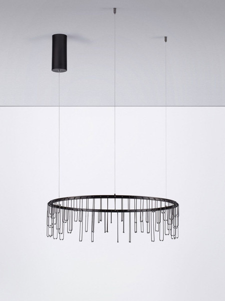Nova Luce LED Pendelleuchte Stellar dimmbar 25W warmweiss 3000K Schwarz Chrom Aluminium Ø65cm 9186975