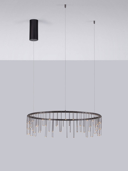 Nova Luce LED Pendelleuchte Stellar dimmbar 25W warmweiss 3000K Schwarz Chrom Aluminium Ø65cm 9186975