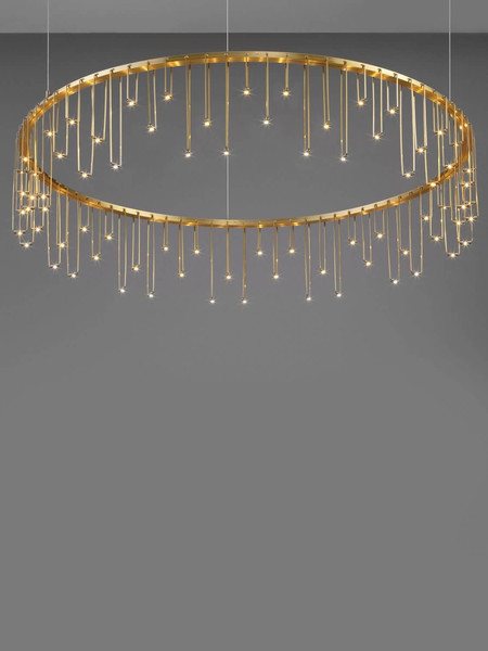 Nova Luce LED Pendelleuchte Stellar dimmbar 30W warmweiss 3000K Gold Aluminium Kupfer Ø80cm 9186976