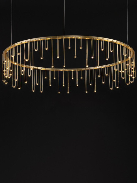 Nova Luce LED Pendelleuchte Stellar dimmbar 30W warmweiss 3000K Gold Aluminium Kupfer Ø80cm 9186976