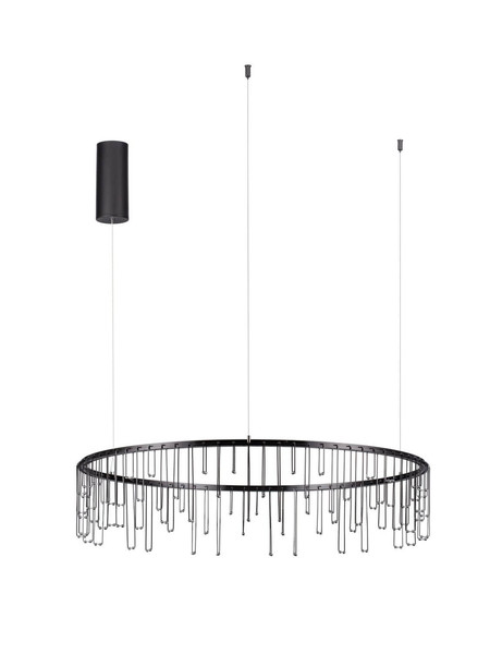 Nova Luce LED Pendelleuchte Stellar dimmbar 30W warmweiss 3000K Schwarz Chrom Aluminium Ø80cm 9186977