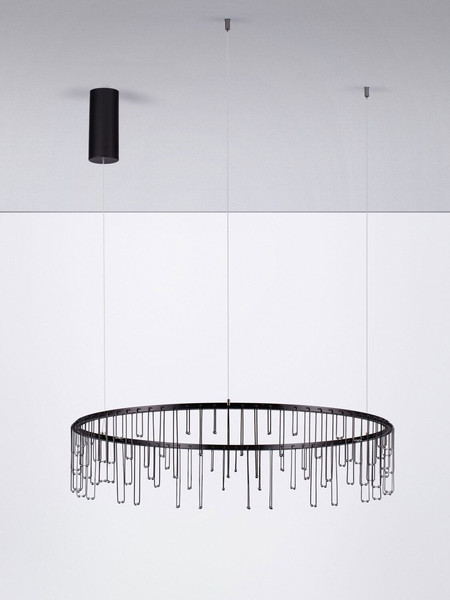 Nova Luce LED Pendelleuchte Stellar dimmbar 30W warmweiss 3000K Schwarz Chrom Aluminium Ø80cm 9186977