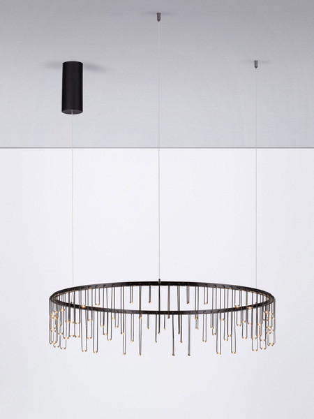 Nova Luce LED Pendelleuchte Stellar dimmbar 30W warmweiss 3000K Schwarz Chrom Aluminium Ø80cm 9186977