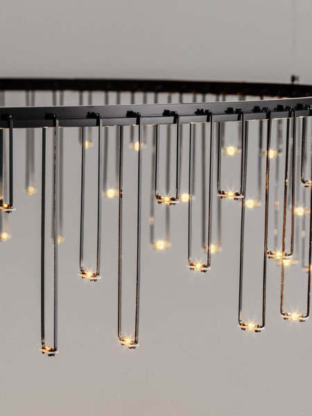 Nova Luce LED Pendelleuchte Stellar dimmbar 30W warmweiss 3000K Schwarz Chrom Aluminium Ø80cm 9186977