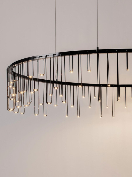 Nova Luce LED Pendelleuchte Stellar dimmbar 36W warmweiss 3000K Schwarz Chrom Aluminium Ø100cm 9186979