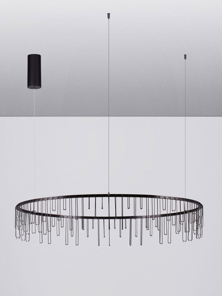Nova Luce LED Pendelleuchte Stellar dimmbar 36W warmweiss 3000K Schwarz Chrom Aluminium Ø100cm 9186979