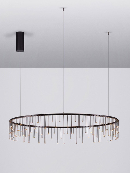 Nova Luce LED Pendelleuchte Stellar dimmbar 36W warmweiss 3000K Schwarz Chrom Aluminium Ø100cm 9186979
