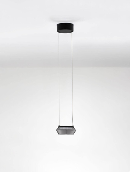 Nova Luce LED Pendelleuchte Jailyn 8W warmweiss 3000K Rauchgrau Schwarz Glas Aluminium Ø14cm 9236101
