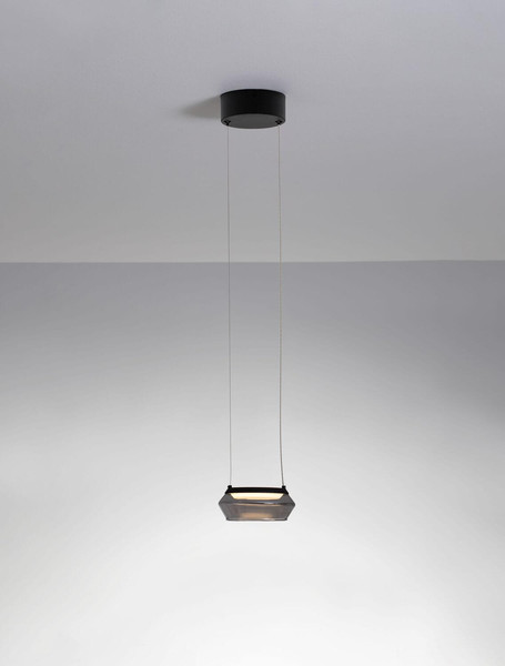 Nova Luce LED Pendelleuchte Jailyn 8W warmweiss 3000K Rauchgrau Schwarz Glas Aluminium Ø14cm 9236101