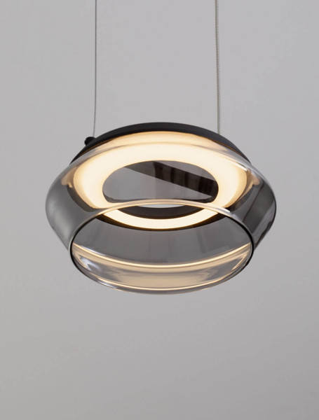 Nova Luce LED Pendelleuchte Jailyn 8W warmweiss 3000K Rauchgrau Schwarz Glas Aluminium Ø14cm 9236101