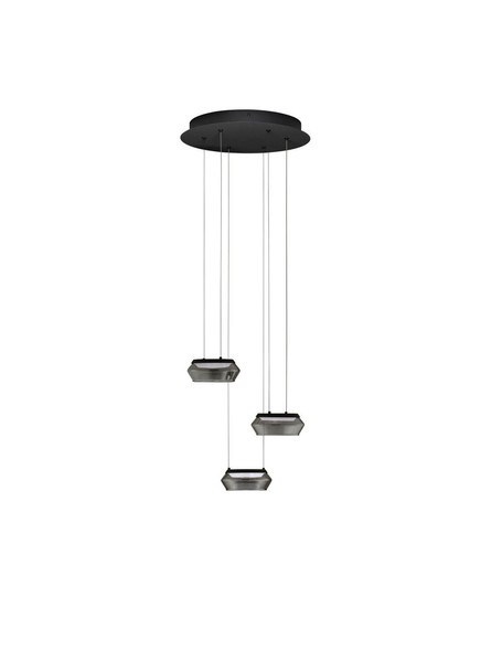 Nova Luce LED Pendelleuchte Jailyn dimmbar 24W warmweiss 3000K Rauchgrau Schwarz Glas Aluminium Ø35cm 9236102