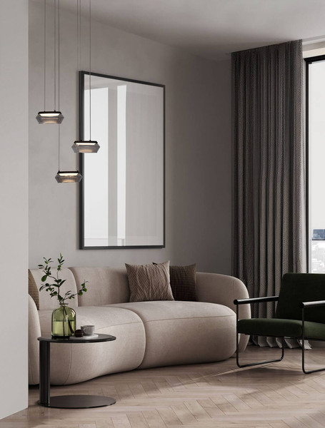 Nova Luce LED Pendelleuchte Jailyn dimmbar 24W warmweiss 3000K Rauchgrau Schwarz Glas Aluminium Ø35cm 9236102