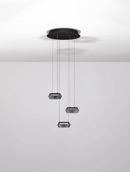 Nova Luce LED Pendelleuchte Jailyn dimmbar 24W warmweiss 3000K Rauchgrau Schwarz Glas Aluminium Ø35cm 9236102