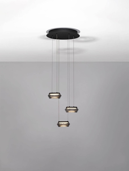 Nova Luce LED Pendelleuchte Jailyn dimmbar 24W warmweiss 3000K Rauchgrau Schwarz Glas Aluminium Ø35cm 9236102