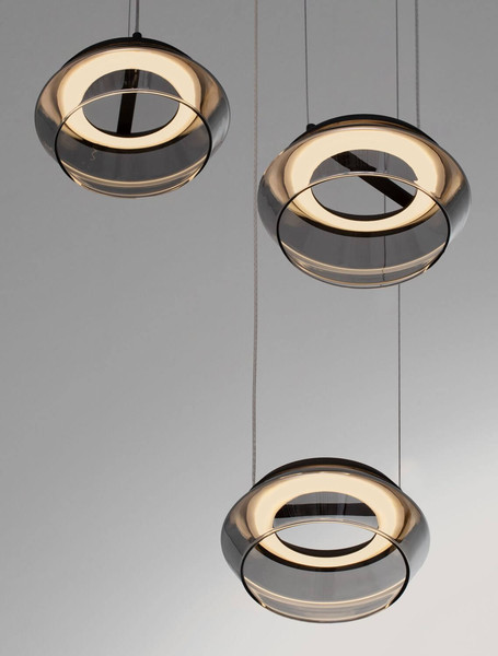 Nova Luce LED Pendelleuchte Jailyn dimmbar 24W warmweiss 3000K Rauchgrau Schwarz Glas Aluminium Ø35cm 9236102