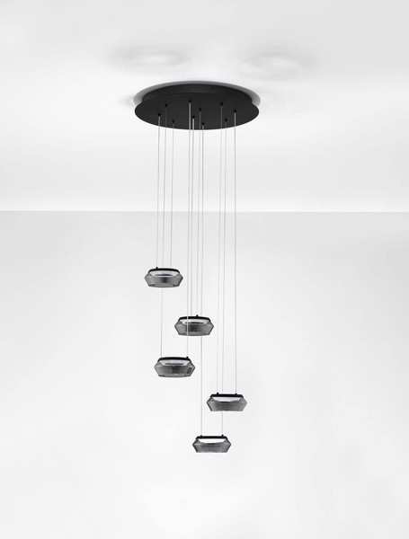 Nova Luce LED Pendelleuchte Jailyn dimmbar 40W warmweiss 3000K Rauchgrau Schwarz Glas Aluminium Ø45cm 9236103