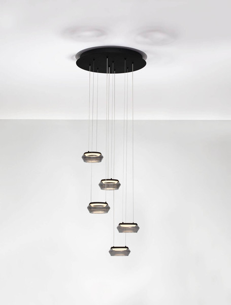 Nova Luce LED Pendelleuchte Jailyn dimmbar 40W warmweiss 3000K Rauchgrau Schwarz Glas Aluminium Ø45cm 9236103