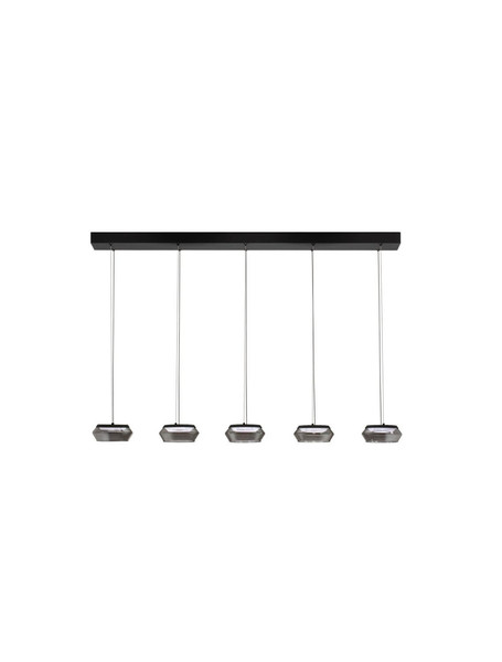 Nova Luce LED Pendelleuchte Jailyn dimmbar 40W warmweiss 3000K Rauchgrau Schwarz Glas Aluminium 108x14cm 9236104